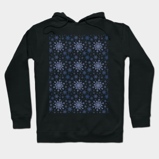 Pretty White & Blue Winter Snowflake Pattern Hoodie